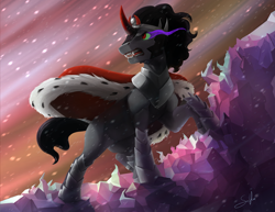 Size: 6600x5100 | Tagged: safe, artist:silfoe, imported from derpibooru, king sombra, pony, unicorn, absurd resolution, antagonist, cape, clothes, commission, commissioner:reversalmushroom, male, solo, stallion