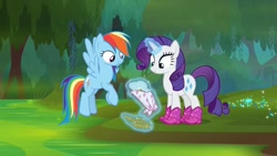 Size: 1920x1080 | Tagged: safe, imported from derpibooru, screencap, rainbow dash, rarity, the end in friend, boots, glitter boots, shoes