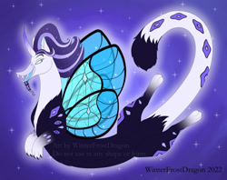 Size: 1280x1012 | Tagged: safe, artist:winterfrostwing, imported from derpibooru, discord, nightmare rarity, draconequus, 2022, draconequified, fusion, fusion:discord, fusion:nightmare rarity, glowing, grid, species swap, watermark