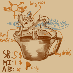 Size: 3000x3000 | Tagged: safe, artist:uteuk, imported from derpibooru, pony, commission, cup, your character here