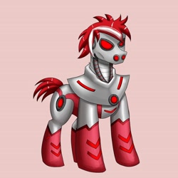 Size: 960x960 | Tagged: safe, artist:zachc, imported from derpibooru, oc, oc:ivisren red, cyborg, cyborg pony, pony, robot, robot pony, antagonist, commission, commissioner:iv's, oc villain, red eyes, solo