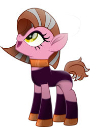 Size: 5233x7385 | Tagged: safe, artist:lincolnbrewsterfan, derpibooru exclusive, imported from derpibooru, oc, oc only, oc:trick question, earth pony, my little pony: the movie, .svg available, :d, bodysuit, bow, choker, clothes, colored pupils, ear piercing, earring, earth pony oc, eyeshadow, female, freckles, gift art, hair bow, highlights, jewelry, liver spots, looking up, makeup, mare, movie accurate, open mouth, open smile, orange (color), piercing, purple, shading, shoes, simple background, smiling, socks, solo, straight hair, straight mane, svg, tail, transparent background, two toned mane, two toned tail, vector, yellow eyes