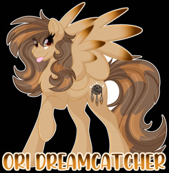 Size: 1280x1308 | Tagged: safe, artist:missbramblemele, imported from derpibooru, oc, oc:ori dreamcatcher, pegasus, black background, female, mare, simple background, solo, tongue out