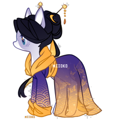 Size: 746x796 | Tagged: safe, artist:miioko, imported from derpibooru, oc, oc only, earth pony, pony, clothes, earth pony oc, female, hairpin, kimono (clothing), mare, simple background, solo, transparent background