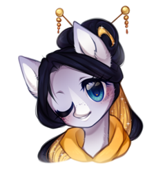 Size: 868x908 | Tagged: safe, artist:miioko, imported from derpibooru, oc, oc only, earth pony, pony, clothes, earth pony oc, eyelashes, hairpin, kimono (clothing), one eye closed, simple background, solo, transparent background, wink