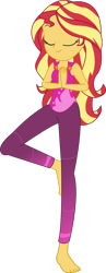 Size: 1280x3293 | Tagged: safe, artist:marcorulezzz, imported from derpibooru, sunset shimmer, equestria girls, barefoot, eyes closed, feet, simple background, sleeveless, solo, transparent background, vector, yoga