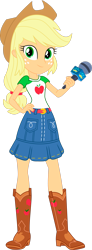 Size: 1280x3492 | Tagged: safe, artist:marcorulezzz, imported from derpibooru, applejack, equestria girls, equestria girls series, female, microphone, simple background, solo, transparent background, vector