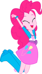 Size: 1280x2235 | Tagged: safe, artist:marcorulezzz, imported from derpibooru, pinkie pie, equestria girls, eyes closed, open mouth, simple background, solo, transparent background, vector