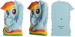 Size: 800x400 | Tagged: safe, imported from derpibooru, rainbow dash, action figure insider, blue skin, blue wings, chara-bricks, multicolored hair, rainbow hair, raised hoof, red eyes, wings