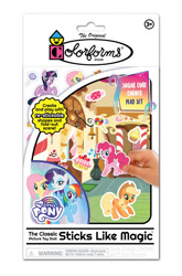 Size: 527x800 | Tagged: safe, imported from derpibooru, applejack, fluttershy, pinkie pie, rainbow dash, rarity, twilight sparkle, alicorn, applejack's hat, blue eyes, blue skin, blue wings, candy, colorforms, cowboy hat, cupcake, curly hair, curly mane, food, green eyes, hat, horn, light skin, lollipop, multicolored hair, my little pony logo, orange skin, pale skin, pink hair, pink mane, purple eyes, purple hair, purple skin, purple wings, rainbow hair, red eyes, sticker, sweets, twilight sparkle (alicorn), wings, yellow skin