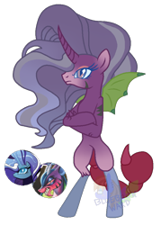 Size: 704x985 | Tagged: safe, artist:blues-edits, imported from derpibooru, oc, hybrid, bipedal, crack ship offspring, crack shipping, female, interspecies offspring, magical lesbian spawn, offspring, parent:cosmos, parent:nightmare rarity, shipping, simple background, transparent background