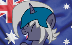 Size: 900x563 | Tagged: safe, artist:daisydizzbases, artist:jadeharmony, imported from derpibooru, oc, oc only, oc:elizabat stormfeather, alicorn, bat pony, bat pony alicorn, pony, alicorn oc, australia, australia day, base used, bat pony oc, bat wings, eyes closed, female, flag, horn, mare, open mouth, solo, wings