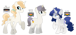 Size: 1072x497 | Tagged: safe, artist:bookieverse-nextgen, artist:pure-blue-heart, imported from derpibooru, prince blueblood, rarity, oc, oc:shining jewel, base used, bookieverse, family, female, freckles, headcanon, male, next generation, offspring, parent:prince blueblood, parent:rarity, parents:rariblood, pride flag, rariblood, redesign, sexuality headcanon, shipping, simple background, straight, transparent background