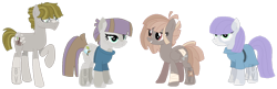 Size: 1280x415 | Tagged: safe, artist:bookieverse-nextgen, artist:pure-blue-heart, imported from derpibooru, maud pie, mudbriar, oc, oc:nougat pie, oc:rough rock, earth pony, pegasus, adopted offspring, bandage, bookieverse, coat markings, family, female, freckles, headcanon, male, maudbriar, next generation, offspring, parent:maud pie, parent:mud briar, parents:maudbriar, redesign, shipping, simple background, socks (coat markings), straight, transparent background