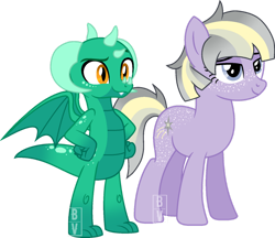 Size: 1280x1108 | Tagged: safe, artist:bookieverse-nextgen, artist:pure-blue-heart, imported from derpibooru, oc, oc:comet flash, oc:forest, dragon, earth pony, assistant, base used, female, freckles, friends, male, next generation, offspring, parent:star tracker, parent:twilight sparkle, parents:twitracker, simple background, transparent background