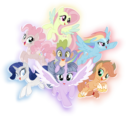 Size: 1186x1092 | Tagged: safe, artist:bookieverse-nextgen, artist:pure-blue-heart, edit, imported from derpibooru, applejack, fluttershy, pinkie pie, rainbow dash, rarity, spike, twilight sparkle, alicorn, bookieverse, coloring page, headcanon, mane seven, mane six, redesign, simple background, transparent background, twilight sparkle (alicorn)