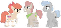 Size: 961x444 | Tagged: safe, artist:bookieverse-nextgen, artist:pure-blue-heart, imported from derpibooru, apple bloom, chipcutter, oc, oc:apple fritter, earth pony, pegasus, base used, bookieverse, chipbloom, family, female, headcanon, male, neckerchief, next generation, offspring, older, older apple bloom, older chipcutter, parent:apple bloom, parent:chipcutter, parents:chipbloom, redesign, shipping, simple background, straight, transparent background