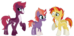 Size: 1044x515 | Tagged: safe, artist:bookieverse-nextgen, artist:pure-blue-heart, imported from derpibooru, fizzlepop berrytwist, sunburst, tempest shadow, oc, oc:starlight twist, unicorn, base used, bookieverse, family, female, headcanon, male, next generation, offspring, parent:sunburst, parent:tempest shadow, parents:tempestburst, redesign, shipping, simple background, straight, tempestburst, transparent background