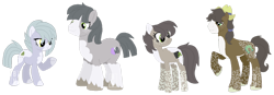 Size: 1280x443 | Tagged: safe, artist:bookieverse-nextgen, artist:pure-blue-heart, imported from derpibooru, limestone pie, trouble shoes, oc, oc:basalt luck, oc:rock polish, earth pony, base used, bookieverse, coat markings, family, female, headcanon, limeshoes, male, next generation, offspring, parent:limestone pie, parent:trouble shoes, parents:limeshoes, redesign, shipping, simple background, socks (coat markings), straight, transparent background, unshorn fetlocks