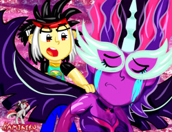 Size: 3900x3000 | Tagged: safe, artist:kamikiku, imported from derpibooru, sci-twi, twilight sparkle, oc, equestria girls, legend of everfree, crying, eyes closed, female, male, midnight sparkle