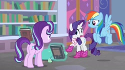 Size: 1920x1080 | Tagged: safe, imported from derpibooru, screencap, rainbow dash, rarity, starlight glimmer, the end in friend, boots, glitter boots, shoes