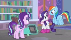 Size: 1920x1080 | Tagged: safe, imported from derpibooru, screencap, rainbow dash, rarity, starlight glimmer, the end in friend, boots, glitter boots, shoes