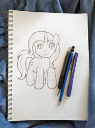 Size: 1280x1707 | Tagged: safe, artist:crystalhanleyart, imported from derpibooru, trixie, pony, unicorn, deviantart watermark, obtrusive watermark, sketch, smiling, solo, traditional art, watermark