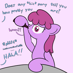 Size: 2000x2000 | Tagged: safe, artist:dafiltafish, imported from derpibooru, part of a set, berry punch, berryshine, minuette, earth pony, pony, berrygate, bottle, drunk, female, go home you're drunk, implied lesbian, implied minuette, lesbian, mare, offscreen character, shipping, solo, text