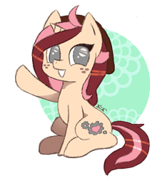 Size: 1265x1391 | Tagged: safe, artist:binidi, imported from derpibooru, oc, oc only, pony, unicorn, freckles, grin, horn, raised hoof, simple background, smiling, solo, transparent background, unicorn oc