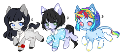 Size: 2440x1115 | Tagged: safe, artist:miioko, imported from derpibooru, oc, oc only, earth pony, pony, unicorn, base used, earth pony oc, horn, multicolored hair, rainbow hair, simple background, transparent background, unicorn oc