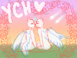 Size: 1600x1200 | Tagged: safe, artist:kaikururu, imported from derpibooru, oc, oc only, alicorn, anthro, alicorn oc, bald, commission, eyes closed, horn, sitting, smiling, wings, your character here