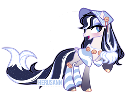 Size: 1280x951 | Tagged: safe, artist:herusann, imported from derpibooru, oc, oc only, earth pony, pony, base used, earth pony oc, ethereal mane, eyelashes, eyeshadow, hat, hoof polish, looking back, makeup, raised hoof, simple background, smiling, solo, starry mane, transparent background