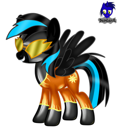 Size: 3840x4154 | Tagged: safe, artist:damlanil, imported from derpibooru, oc, oc:nightlight aura, pegasus, pony, bodysuit, catsuit, clothes, commission, female, goggles, latex, latex suit, mare, rubber, shiny, show accurate, simple background, smiling, solarbolts, solo, spread wings, suit, transparent background, uniform, vector, wings