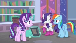 Size: 1920x1080 | Tagged: safe, imported from derpibooru, screencap, rainbow dash, rarity, starlight glimmer, the end in friend, boots, glitter boots, shoes