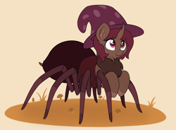 Size: 3524x2592 | Tagged: safe, artist:czu, imported from derpibooru, oc, oc only, oc:silky strands, monster pony, original species, spider, spiderpony, cute, hat, solo, wizard hat