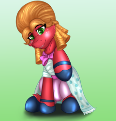 Size: 4612x4810 | Tagged: safe, artist:flapstune, imported from derpibooru, big macintosh, earth pony, pony, bloomers, clothes, crossdressing, dress, looking at you, male, orchard blossom, simple background, sitting, smiling, smiling at you, solo, stallion