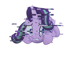Size: 2421x1909 | Tagged: safe, artist:lincolnbrewsterfan, imported from derpibooru, starlight glimmer, unicorn, my little pony: the movie, student counsel, .svg available, anxiety, anxious, awake, behaving like a cat, cheek squish, concerned, curled up, error, female, film grain, glitch, looking at you, mare, movie accurate, night, scene interpretation, squishy cheeks, svg, tail, tail wrap, vector, worried