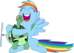 Size: 3000x2134 | Tagged: safe, artist:valadrem, imported from derpibooru, rainbow dash, tank, pegasus, pony, season 5, tanks for the memories, .svg available, eyes closed, female, hug, mare, open mouth, simple background, transparent background, vector