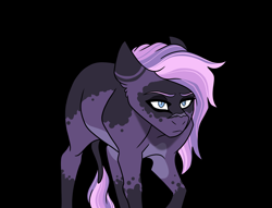 Size: 3449x2631 | Tagged: safe, artist:venommocity, imported from derpibooru, oc, oc:cassiopeia, pony, black background, female, magical lesbian spawn, mare, offspring, parent:tempest shadow, parent:twilight sparkle, parents:tempestlight, simple background, solo