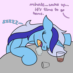 Size: 2000x2000 | Tagged: safe, artist:dafiltafish, imported from derpibooru, part of a set, minuette, pony, unicorn, drunk, female, high res, implied berry punch, mare, onomatopoeia, sleeping, solo, sound effects, zzz