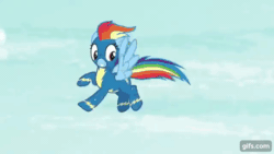 Size: 640x360 | Tagged: safe, imported from derpibooru, screencap, rainbow dash, pegasus, pony, newbie dash, season 6, abuse, animated, bone, clothes, cloud, dashabuse, female, flying, gif, gifs.com, grayscale, grin, lightning, mare, open mouth, pain, shocked, skeleton, smiling, solo, spread wings, uniform, wings, wonderbolts uniform