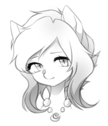 Size: 1486x1725 | Tagged: safe, artist:miioko, imported from derpibooru, oc, oc only, earth pony, pony, bust, earth pony oc, grayscale, jewelry, monochrome, necklace, pearl necklace, solo