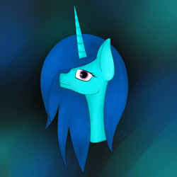 Size: 2000x2000 | Tagged: safe, artist:maneblue, imported from derpibooru, oc, oc only, pony, unicorn, abstract background, bust, female, horn, mare, solo, unicorn oc