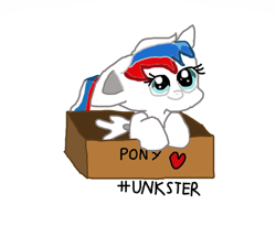 Size: 4641x3802 | Tagged: safe, artist:hunkster, imported from derpibooru, oc, oc only, pony, absurd resolution, box, cyrillic, heart, multicolored mane, pony in a box, pony oc, russian, signature, simple background, smiling, solo, white background