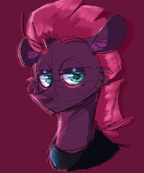 Size: 1103x1318 | Tagged: safe, artist:noodlezss, imported from derpibooru, tempest shadow, unicorn, horn, purple background, red background, simple background, sketch, solo