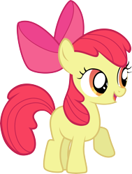 Size: 6000x7928 | Tagged: safe, artist:sakatagintoki117, imported from derpibooru, apple bloom, earth pony, pony, the show stoppers, absurd resolution, apple bloom's bow, bow, female, filly, foal, full body, hair bow, hooves, open mouth, open smile, orange eyes, raised hoof, red mane, red tail, simple background, smiling, solo, standing, tail, transparent background, vector