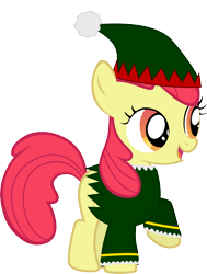 Size: 6000x7928 | Tagged: safe, artist:sakatagintoki117, imported from derpibooru, apple bloom, earth pony, pony, the show stoppers, christmas, elf costume, female, filly, foal, holiday, simple background, solo, transparent background, vector