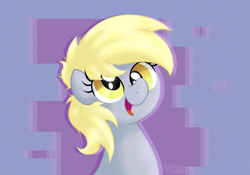 Size: 2977x2079 | Tagged: safe, artist:background basset, imported from derpibooru, derpy hooves, pegasus, pony, abstract background, bust, cute, derpabetes, happy, open mouth, solo