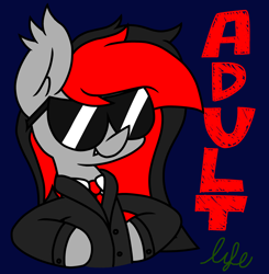 Size: 2400x2450 | Tagged: safe, artist:derpyalex2, imported from derpibooru, oc, oc only, bat pony, pony, clothes, necktie, solo, suit, sunglasses