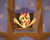 Size: 3000x2400 | Tagged: safe, artist:fess, imported from derpibooru, sunset shimmer, pony, unicorn, equestria girls, castle, cheek fluff, ear fluff, female, frog (hoof), high res, hooves, horn, mare, open mouth, open smile, smiling, solo, underhoof, window